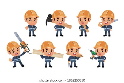 construction worker with different poses