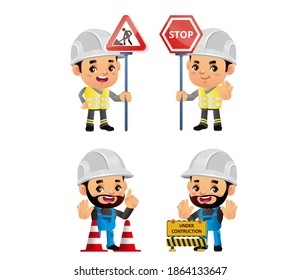 construction worker with different poses