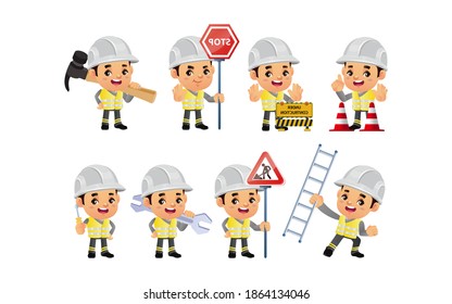 construction worker with different poses