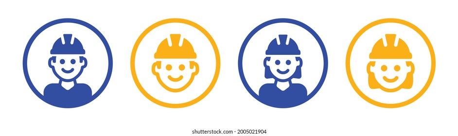 Construction worker, employee, engineer, labour avatar icon vector illustration.