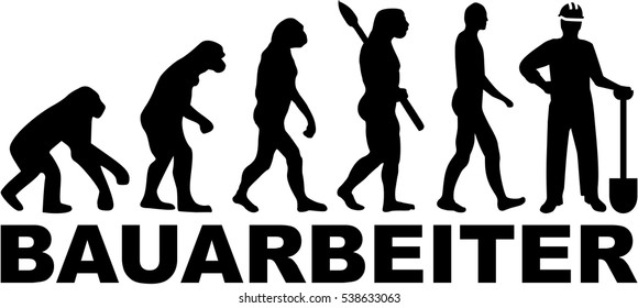 Construction worker evolution. German job title.