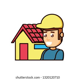 construction worker with exterior house