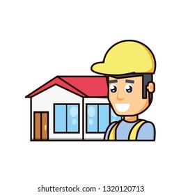 construction worker with exterior house