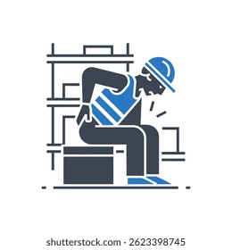 Construction Worker Fatigue Icon Isolated On White Background