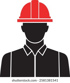 A construction worker or firefighter wearing a red hard hat. The design is perfect for safety-related projects, construction themes, firefighting awareness, and professional industry graphics