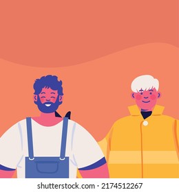 construction worker and fireman profession