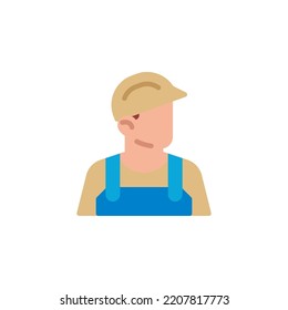 Construction Worker Flat Icon, Repairman Vector Sign, Workwear Uniform Colorful Pictogram Isolated On White. Symbol, Logo Illustration. Flat Style Design