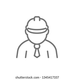 Construction worker, foreman, engineer, architect line icon.