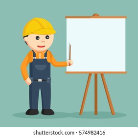 construction worker giving presentation