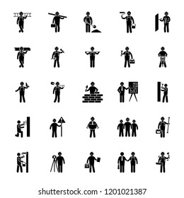 Construction Worker Glyph Vector Icons