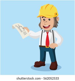construction worker gorilla holding blueprint