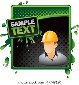 construction worker green and black halftone grungy banner