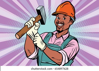 Construction worker with hammer