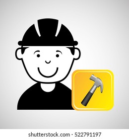 construction worker hammer graphic vector illustration eps 10
