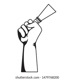Construction worker hand holding spatula tool vector illustration graphic design.
