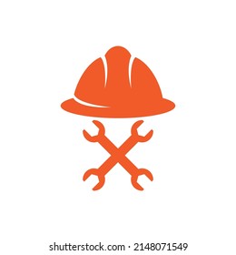 Bauarbeiterhut oder Helmhelm Logo Vektorgrafik-Design