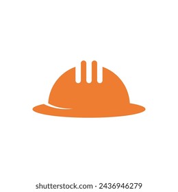 Construction worker hat or worker helmet logo vector flat design