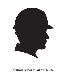 Construction worker head silhouette on white background
