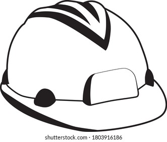 construction worker helmet, outline vector drawing