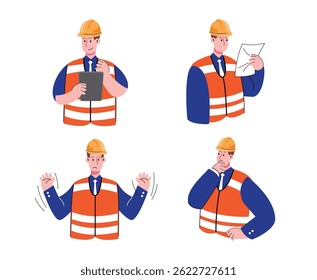 construction worker with helmet vector illustration