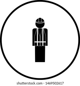 construction worker with high visibility vest and hardhat symbol