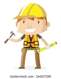 a construction worker holding a hammer