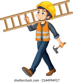Ilustración de la escalera de mano de un trabajador de la construcción