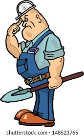 construction worker holding a shovel