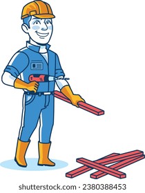 Construction Worker Home Builder Cartoon Icon