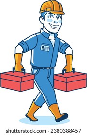 Construction Worker Home Builder Cartoon Icon