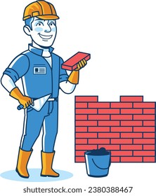Cartoon-Symbol für Bauarbeiter-Heimbauer