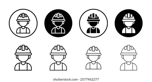 Construction worker icon black and white vector sign