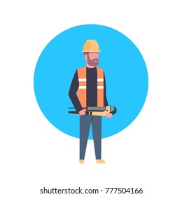 Construction Worker Icon Builder Man Wearing Helmet Flat Vector Illustration