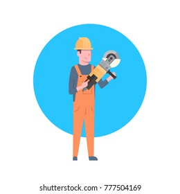 Construction Worker Icon Builder Man Wearing Helmet Flat Vector Illustration