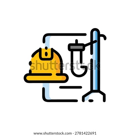 Construction Worker Icon, Builder Tools Icon, Construction Helmet Icon, Crane Hook 