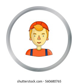 Construction worker icon in cartoon style isolated on white background. People of different profession symbol stock vector illustration.