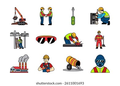 construction and worker icon collection
