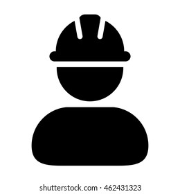 Construction Worker Icon - Contract Labor With Hard Hat Helmet Vector illustration