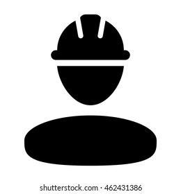 Construction Worker Icon - Contract Labor With Hard Hat Helmet Vector illustration