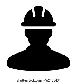 Construction Worker Icon - Contract Labor With Hard Hat Helmet Vector illustration