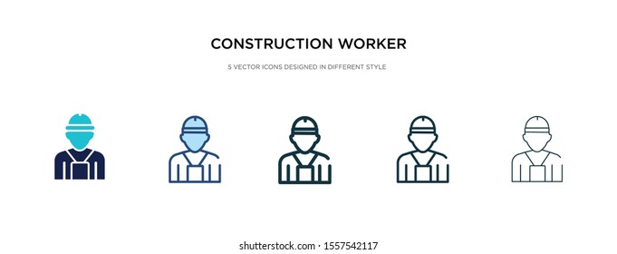 construction worker icon in different style vector illustration. two colored and black construction worker vector icons designed in filled, outline, line and stroke style can be used for web,