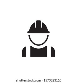 Construction worker icon flat design. Vector illustration.