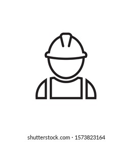 Construction Worker Icon Flat Design. Vector Illustration.