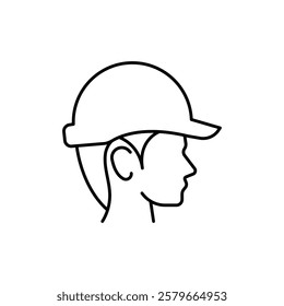 Construction worker icon Flat simple outline