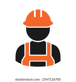 Construction worker icon in flat style. Engineer vector illustration. Male person silhouette symbol. Perfect for web and app interfaces, infographics, presentations