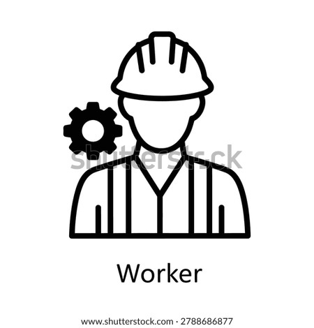 Construction worker icon with hard hat and gear silhouette, construction