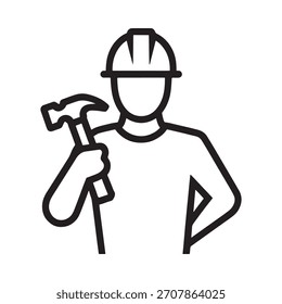 Icono del trabajador de la construcción que sostiene un martillo