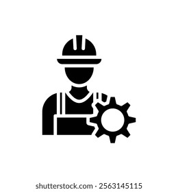 Construction worker icon Isolated flat vector in outline
