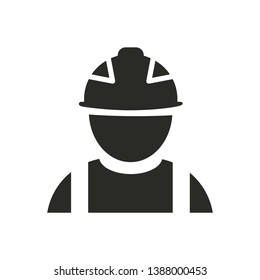 Construction worker icon isolated on white