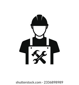 Icono de trabajador de construcción aislado en fondo blanco. Icono de trabajador. Icono de generador